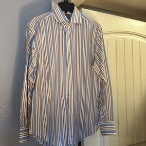 Thomas Dean men’s striped button collar shirt